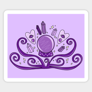 Mystical Purple Fortune Teller, Crystal Ball, Crystals, and Planchettes Design, made by EndlessEmporium Magnet